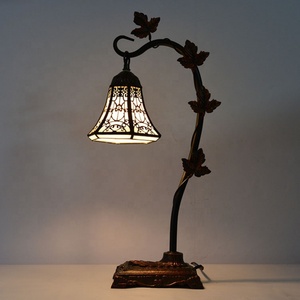 LongHuiJing 6Inch Custom Made Home <b>Lighting</b> Tiffany Stained Glass Table Lamps Antique Leaf Base Home Table Lamp - Product Image 1