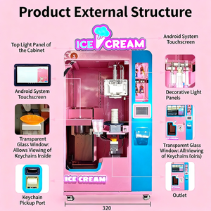 Distributeur automatique de crème glacée commerciale avec écran tactile <span class=keywords><strong>32</strong></span> pouces, 1500W, pour yaourt glacé et crème molle, fonctionnement autonome 24h/24 pour centre commercial - Product Image 3