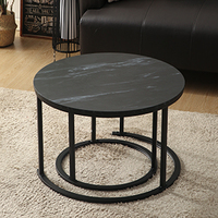 Table basse ronde nordique en gros Mobilier moderne Table centrale contemporaine de salon avec table à thé minimaliste en métal noir