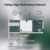 TISHRIC PCIe X4 X8 ke Kartu Jaringan SFP 10Gigabit 10G NIC X520-SFP Adaptor Port Optik dengan Chip Intel 82599N untuk Desktop/Server