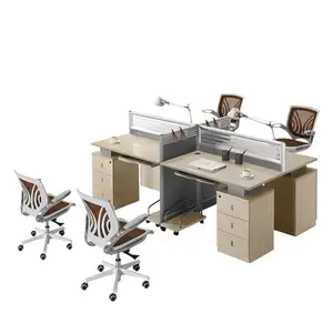 独特设计现代模块化办公室4员工工作站办公桌
