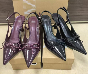 F2033 ZA Sandales à Talons pour Femmes Douces et Confortables d'Été pour Fête avec Nœud Papillon Chaussures de Ville Noires et Bordeaux - Product Image 2