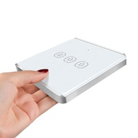 Interrupteur sans fil Tuya Zigbee 3 gangs en verre trempé, interrupteur de scène d'automatisation à clic unique en verre trempé incurvé