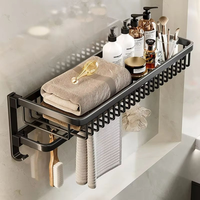 CF Kit d'accessoires de salle de bain pliants en aluminium noir mat Ensemble auto-adhésif de 7 pièces avec toilettes en céramique Raccords de salle de bain