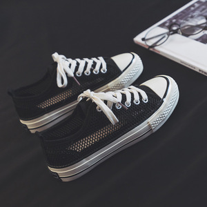 Sh11537a Hollow Out Canvas Shoes Women Summer White and Black Mesh Sneakers 2024 - Product Image 5