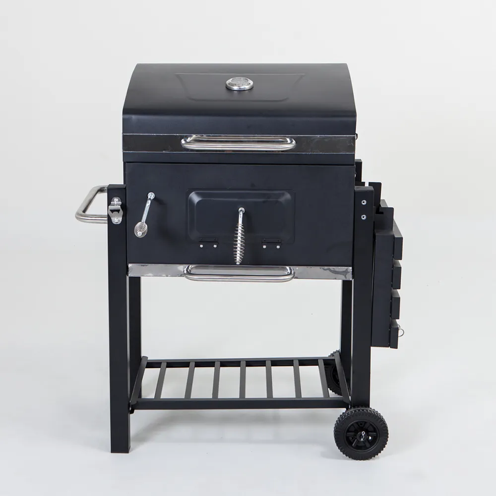 Portable Barrel Grill Allemagne barbecue machine avec roues, jardin utilisé Barrel charbon de bois bbq grill et fumoir chariot/