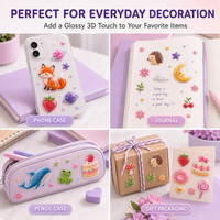 Autocollants 3D Coréens Mignons - Design en Relief Cristallin pour Scrapbooking, Agendas, Ordinateurs Portables, Coques de Téléphone, Autocollants DIY