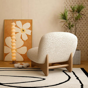 Sillón de Piel de Cordero Estilo Nórdico 73x82x72cm Blanco, Sofá Individual para Dormitorio o Estudio - Product Image 3