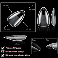 360 faux ongles ultra fins semi-transparents de qualité salon, sans trace, ultra courts, à presser, extensions d'ongles en gel sans démarcation
