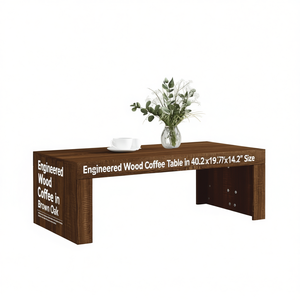 Engineered Wood Coffee <b>Table</b> 40.2x19.7x14.2 In <b>Brown</b> Oak Modern Living Room Furniture - Product Image 1