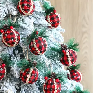 6cm Stoffs chaum Weihnachts kugel Geschenk Weihnachts baum Ornamente Emulation Pinienkerne Dekoration