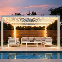Pavillon de jardin moderne en aluminium avec volets et gazebo de jardin, disponible en tailles 3x3, 3x4, 4x3, 4x4, 4x5, 4x6, 6x3, 6x4, 6x5, 6x6M, manuel