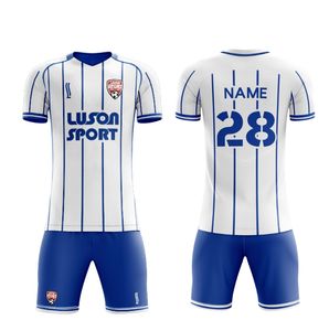 Jongeren Custom Design Unisex Volwassen Voetbalshirt Set met Zwart-Witte Strepen Digitale Print Geautomatiseerd Snijden Op Voorraad - Product Image 2