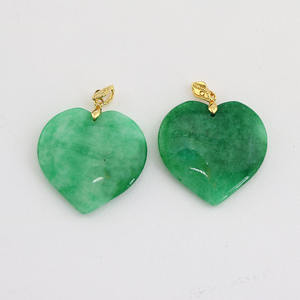 CZ8890 Liontin Hati Giok Hijau Asli 40mm, Batu Permata Alami untuk Pembuatan Perhiasan Kalung - Product Image 6