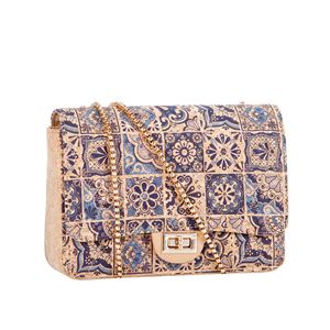 Bolso de Mano Peiquan Vintage con Cadena y Diseño de Patchwork, Bolso Cruzado Ecológico de Corcho para Mujer - Product Image 1