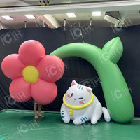 Mascotte géante de chat et de fleurs Poupée publicitaire gonflable pour décorations de festivals musicaux Gonflable