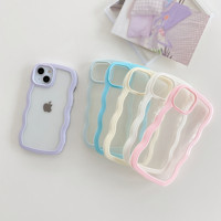 Coque de protection transparente antichoc 2-en-1 à bords ondulés pour iPhone 15, iPhone 15 Pro Max, 16 Plus, 17 Air, 18 Pro