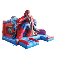 Château Gonflable Spider-Man Compact avec Toboggan et Lit de Saut pour Enfants à Domicile