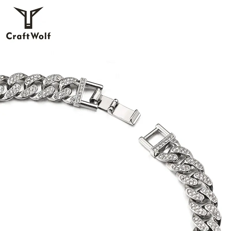 Craft Wolf hip hop jewelry fashion 925 sliver men women tennis ice out Zircon ruby cuban link chain choker Necklace