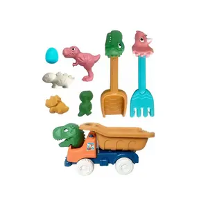 KUNYANG fun outdoor game sand playing dinosaur molds plastic summer cartoon sliding dinosaur car beach toys wholesale