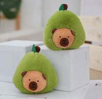 Porte-clés lumineux en peluche Kawaii de 9 cm, jouets en peluche doux, animaux marins, souris, fruits, avocat, capybara