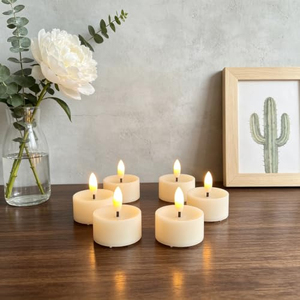 6-Pack Rechargeable <b>LED</b> Tea Light <b>Candles</b> Plastic Charging Base <b>Remote</b> <b>Control</b> 3D Flame Birthdays Wedding Home - Product Image 5