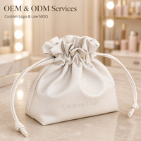 Pochette cosmétique personnalisée en cuir PU avec cordon de serrage, logo personnalisé, grande capacité, organiseur de maquillage de voyage pour femmes