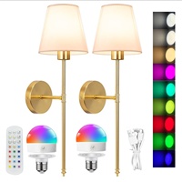 Applique murale LED rechargeable sans fil en fer, style américain, design moderne et créatif, pour chambre, chevet, escalier, maison d'hôtes, avec bordure décorative pour tissu