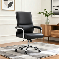 Chaise de bureau exécutive en cuir moderne à hauteur réglable, avec éponge haute densité épaisse et roulettes silencieuses pour salon
