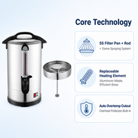 Urne à café électrique en acier inoxydable, machine à café commerciale, capacité de 50 tasses, chauffe-eau mécanique pour hôtel, buffet