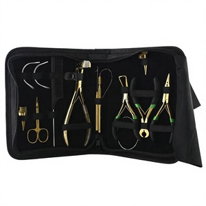 Kit Profesional de Herramientas de Acero para Extensiones de Cabello Humano: Aguja de Coser, Herramienta para Quitar, Micro Anillos, Cuentas, Cinta Adhesiva, Alicates, Agujas, Peine - Product Image 1