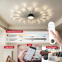 Plafonnier LED moderne à luminosité élevée, dimmable, en forme de feu d'artifice, avec télécommande, pour salon, chambre à coucher, décoration