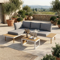 Canapés sectionnels modernes en forme de L, ensemble de meubles de salon de luxe en aluminium pour l'extérieur, pour la cour et le parc, durables et imperméables