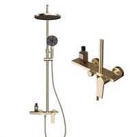 Système de douche thermostatique mural en laiton chromé pour hôtel, avec douchette à main, barre coulissante et haute pression, pour salle de bain complète