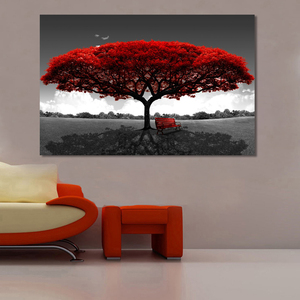 Nordic Modern Red Tree Landscape Wall Art Canvas <span class=keywords><strong>poster</strong></span> stampe immagini a <span class=keywords><strong>parete</strong></span> senza cornice <span class=keywords><strong>per</strong></span> <span class=keywords><strong>ufficio</strong></span> soggiorno Home Decor Artwork - Product Image 5