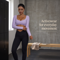 Haut de yoga à manches longues pour femme avec logo personnalisé et short push-up pour la gym, la course et les activités sportives