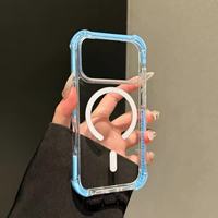 Coque transparente magnétique en acrylique couleur bonbon pour iPhone 17 Pro Max 16 Pro Max 15 Pro Max, protection anti-chute aux quatre coins