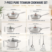 Ensemble de casseroles en acier inoxydable, batterie de cuisine en titane, poignée martelée saine pour une meilleure cuisson