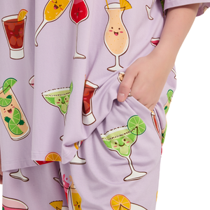 ชุดนอนผ้าเนื้อนุ่มพร้อมกางเกงสำหรับผู้หญิง ลายพิมพ์ Monday Sleeping Club เสื้อยืดนอนหลับไซส์ใหญ่ แขนสั้น ทรงโอเวอร์ไซส์ - Product Image 6