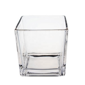 Commercio all'ingrosso grande vetro chiaro cubo vaso di colore personalizzato Design moderno arredamento per la casa di nozze quadrato fiore e pianta vaso - Product Image 1