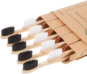 Biodegradable Bristle Charcoal Organic Wholesale Custom Logo Eco Friendly Natural Travel Airplane Bamboo Box Toothbrush