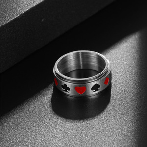 Men's Titanium Steel <b>Ring</b> Poker Theme Rotatable Spade Heart Design SA1143 - Product Image 1