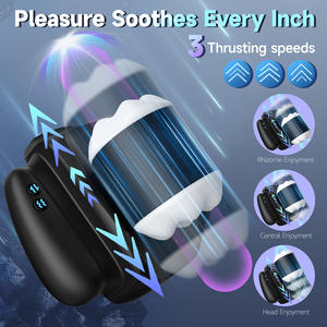 APP-gestuurde telescopische masturbatie cup voor mannen met automatische vibratie - Zwart CE ROHS gecertificeerd - Product Image 2