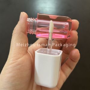ISMAN Tube de brillant à lèvres carré court de 6 ml avec capuchon blanc, flacon de teinte à lèvres violet, rose, rouge, bleu, emballage vide pour gloss à lèvres, logo personnalisé - Product Image 5