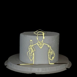 Decoración de Pastel de Graduación con Miel y Dulzura, Figura Masculina y Femenina en Acrílico, Arte Lineal, Decoración Lateral de Pastel, Estilo Ins - Product Image 3