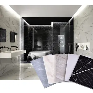 Panel de pared de baño Feifan, uso de PVC, vidrio decorativo, película de diseño de mármol para decoración de pared de prensado en caliente