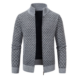 Maglione Anti-strizzacervelli in cotone stile classico da uomo grande motivo intrecciato con cerniera invernale con Logo traspirante - Product Image 1