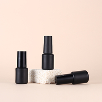 Flacon de vernis à ongles en plastique noir mat cylindrique mini 4 ml avec options de double bouchon, conteneur de gel à ongles anti-fuite