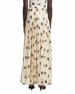 2024 Winter Custom Elegant High Waist Plus Size Polka Dot <strong>Pleated</strong> Chiffon <strong>Maxi</strong> <strong>Skirt</strong> for Women - Product Image 2