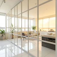 Cloison modulaire de 84 mm prête pour l'avenir |   Cadre plat en acier reconfigurable avec verre pour espaces de bureau et médicaux dynamiques
